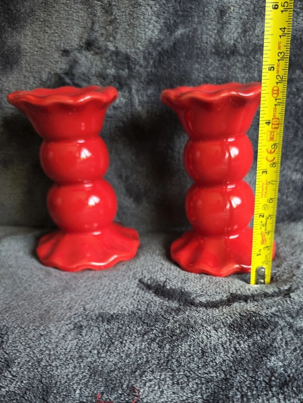 Bundle of 2 new Taper Candle Holder, Red 4.5